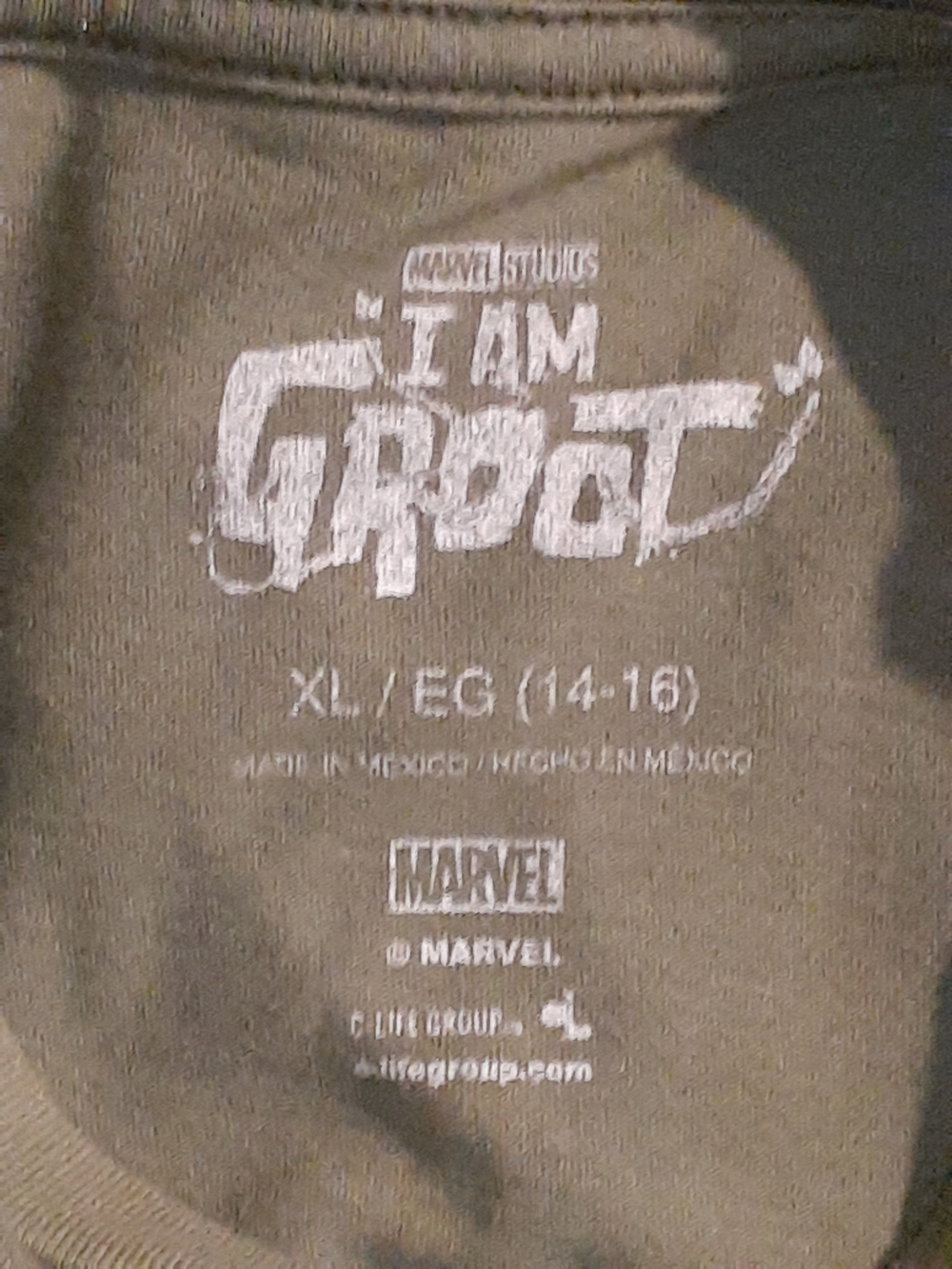 Marvel Olive Green Baby Groot Graphic Tee with Yellow-Green Logo - Picture 2 of 2